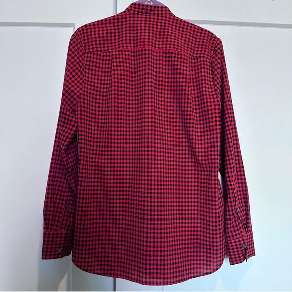 J.Crew Drapey Tuxedo Shirt in Red and Black Check - Picture 4 of 9